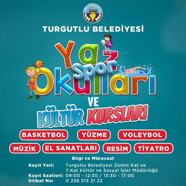 Turgutlu Belediyesi Yaz Spor Okulları ve Kültür Kursları Kayıtları Başladı